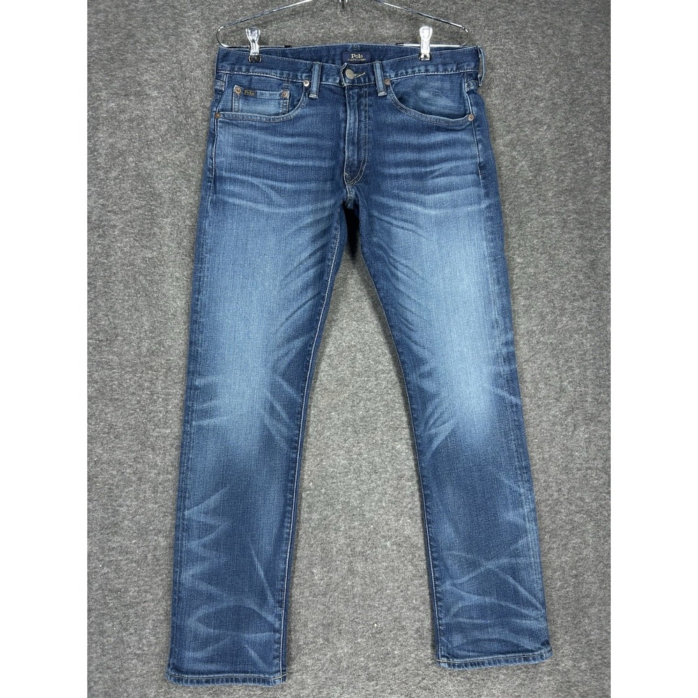 Polo Ralph‎ Lauren Jeans Mens 32x30 Varick Slim Straight Fit Honeycombs Whiskers